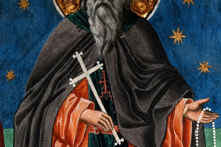 Pintura Mural Postbizantina Del Venerable Máximo El Kausokalivites Sosteniendo Una Cruz Y Un Komboskini