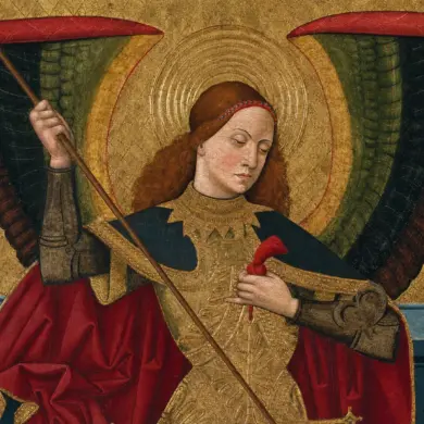 Saint Michael Weighing Souls, Detail Of The Archangel’s Face, Halo And Wings