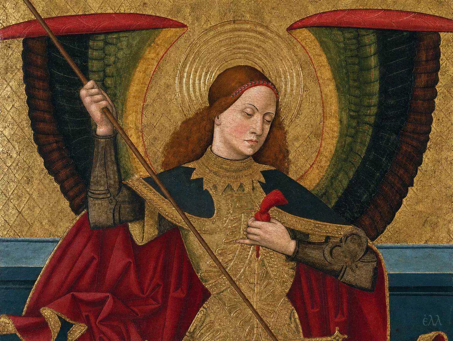 Saint Michael Weighing Souls, Detail Of The Archangel’s Face, Halo And Wings