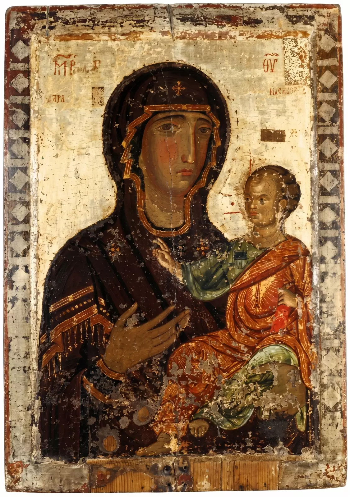 Theotokos Hodegetria Icon Of Panagia Arakiotissa Holding Christ Against A Gold Ground