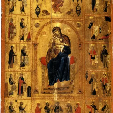 Theotokos Kykkotissa With Christ In Glory, Prophets And Saints In A Sinai Byzantine Icon