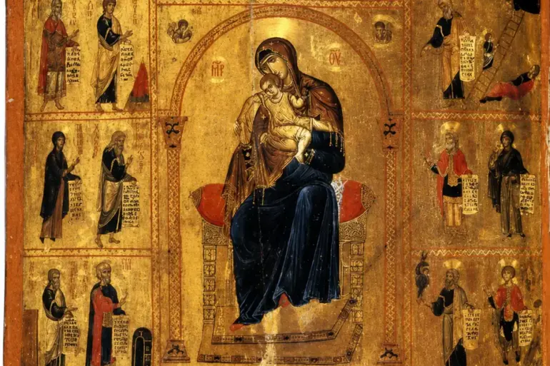 Theotokos Kykkotissa With Christ In Glory, Prophets And Saints In A Sinai Byzantine Icon