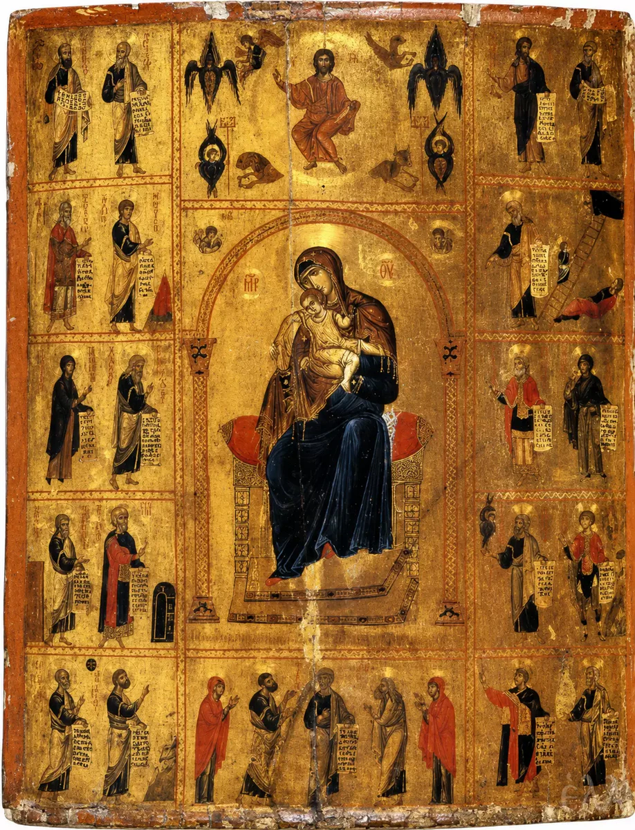 Theotokos Kykkotissa With Christ In Glory, Prophets And Saints In A Sinai Byzantine Icon