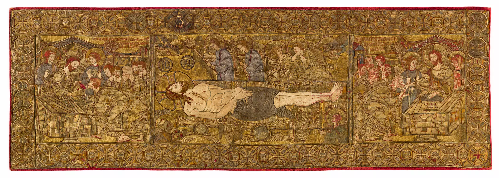 Thessaloniki Epitaphios With Dead Christ, Angels And Communion Of The Apostles