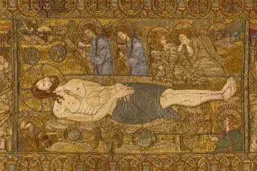 Thessaloniki Epitaphios Detail Showing The Dead Christ Surrounded By Angels