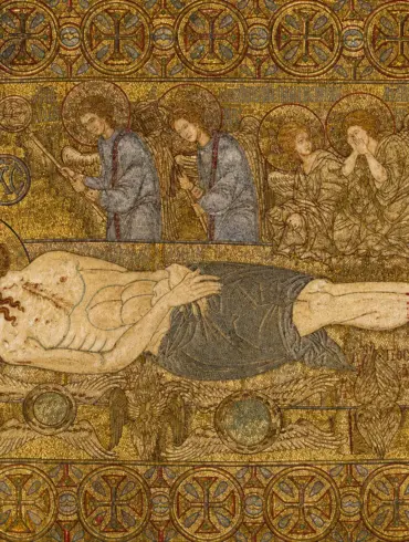 Thessaloniki Epitaphios Detail Showing The Dead Christ Surrounded By Angels