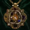 Vatopedi Christ Enkolpion With Agate Cameo, Gold Filigree, Pearls And Gemstones