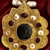 Vatopedi Christ Pantokrator Enkolpion With Green Jasper Cameo And Gold Filigree