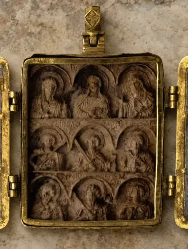 Vatopedi Great Deesis Triptych With Steatite Panel And Silver-Gilt Enamel Wings
