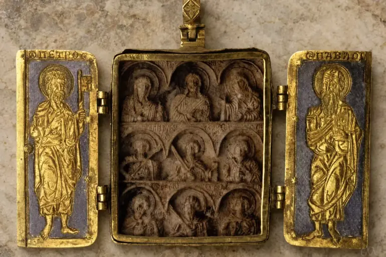 Vatopedi Great Deesis Triptych With Steatite Panel And Silver-Gilt Enamel Wings