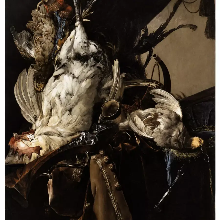 Willem Van Aelst Still Life With Dead Birds, A Gun And Hunting Equipment, 1660