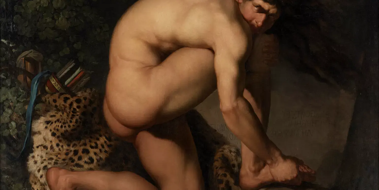 The Wounded Philoctetes By Nicolai Abildgaard Features A Muscular Nude Male Figure Twisting In Pain Upon A Leopard Skin.