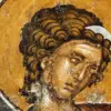 Λεπτομέρεια Προσώπου Του Αρχαγγέλου Της Αναλήψεως Σε Βυζαντινή Τοιχογραφία