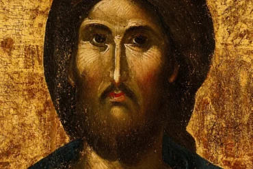 Λεπτομέρεια Προσώπου Του Χριστού Παντοκράτορα Σε Βυζαντινή Εικόνα Του 14Ου Αιώνα