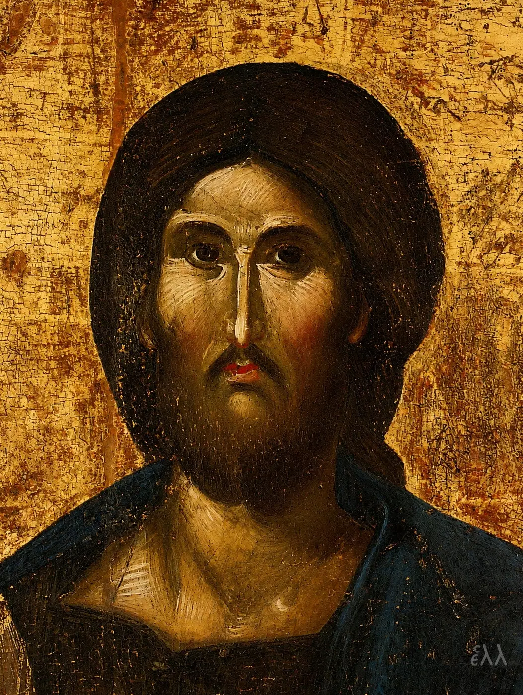 Ο Χριστός Παντοκράτωρ: Βυζαντινή Εικόνα Μυτιλήνης 8 Λεπτομέρεια Προσώπου Του Χριστού Παντοκράτορα Σε Βυζαντινή Εικόνα Του 14Ου Αιώνα