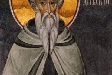 Ο Όσιος Μάξιμος Καυσοκαλύβης Σε Μεταβυζαντινή Τοιχογραφία Με Χρυσό Φωτοστέφανο