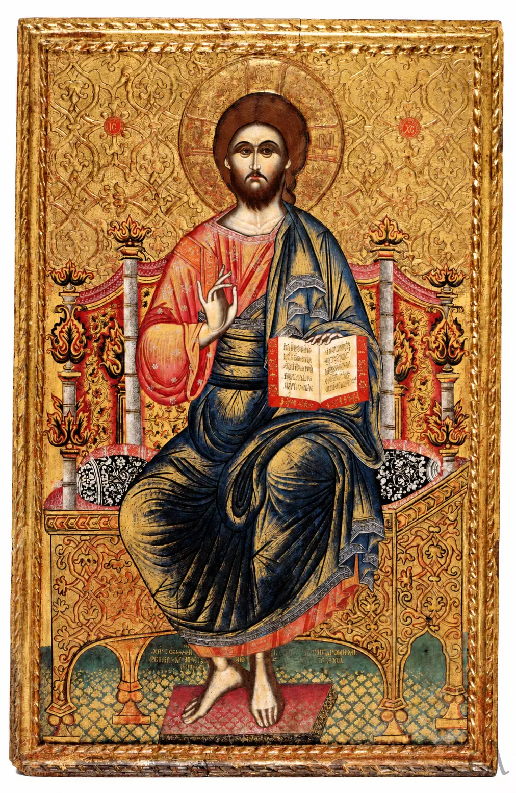 Christ Pantokrator Icon Painted By Konstantinos The Hieromonk In 1694, Showing Christ Enthroned Against A Gilded Relief Ground