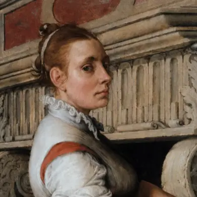 Pieter Aertsen The Cook Detail Showing The Woman’s Direct Gaze And White Ruffled Collar