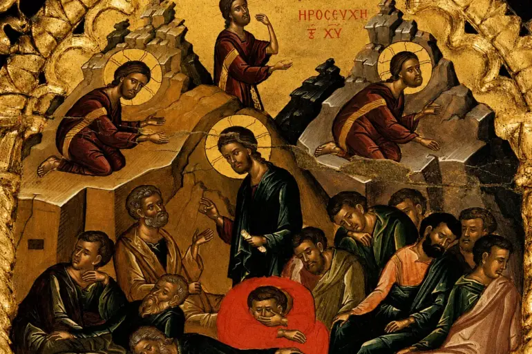Theophanes The Cretan Prayer In The Garden Of Gethsemane Icon, Iviron Epistyle