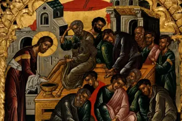 Theophanes The Cretan: The Washing Of The Feet On The Iviron Epistyle, 1535–1545.