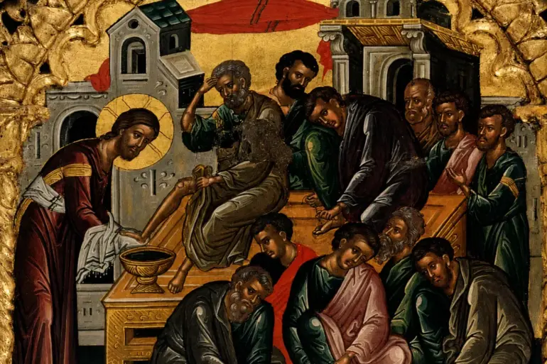 Theophanes The Cretan: The Washing Of The Feet On The Iviron Epistyle, 1535–1545.
