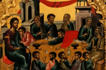 Theophanes Strelitzas'S Last Supper Icon From The Iviron Monastery Epistyle, Mount Athos