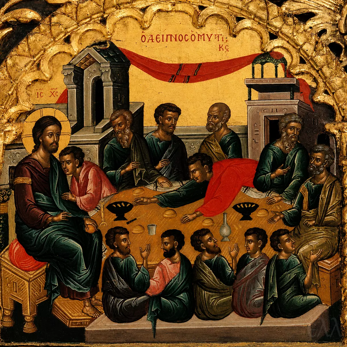 Theophanes Strelitzas'S Last Supper Icon From The Iviron Monastery Epistyle, Mount Athos