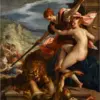 Αλληγορία της Δικαιοσύνης του Hans von Aachen, με ξίφος και ζυγό, τη γυμνή Αλήθεια στο πλάι της και λιοντάρι πάνω από πεσμένη ανδρική μορφή.