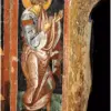 Joakim prikazan u punoj visini, u srebrnastom hitonu i ružičastom himationu, u molitvi pored lučnog otvora s biljnim ornamentom